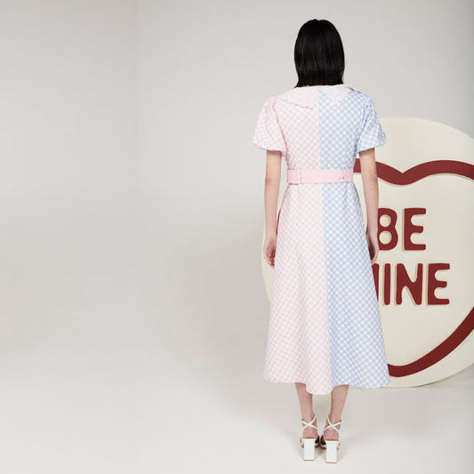 - Coco - Gingham Mix Dress - Pink/Blue