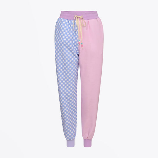 - Tilda - Gingham Mix Joggers - Pink/Blue