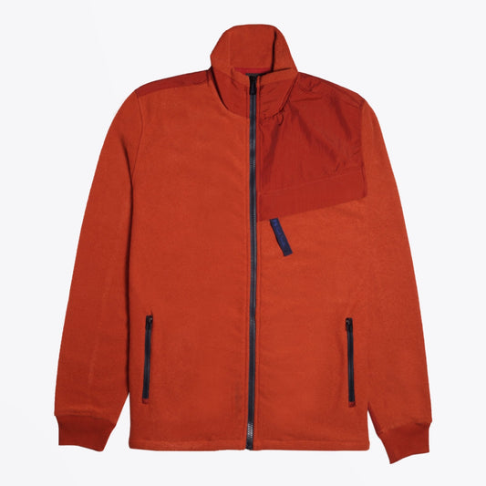 Fleece Zip-Through Sweater - Burnt Orange