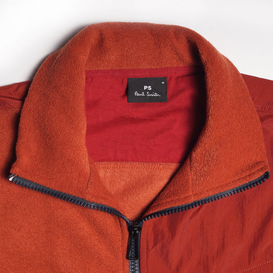 Fleece Zip-Through Sweater - Burnt Orange