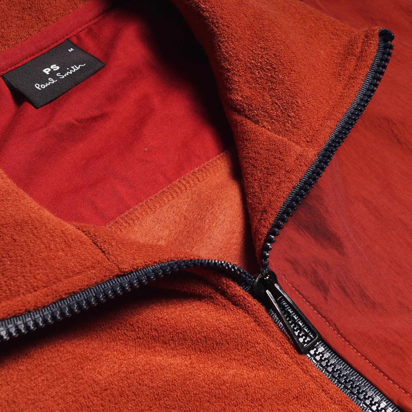 - Fleece Zip-Through Sweater - Burnt Orange
