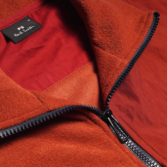 Fleece Zip-Through Sweater - Burnt Orange