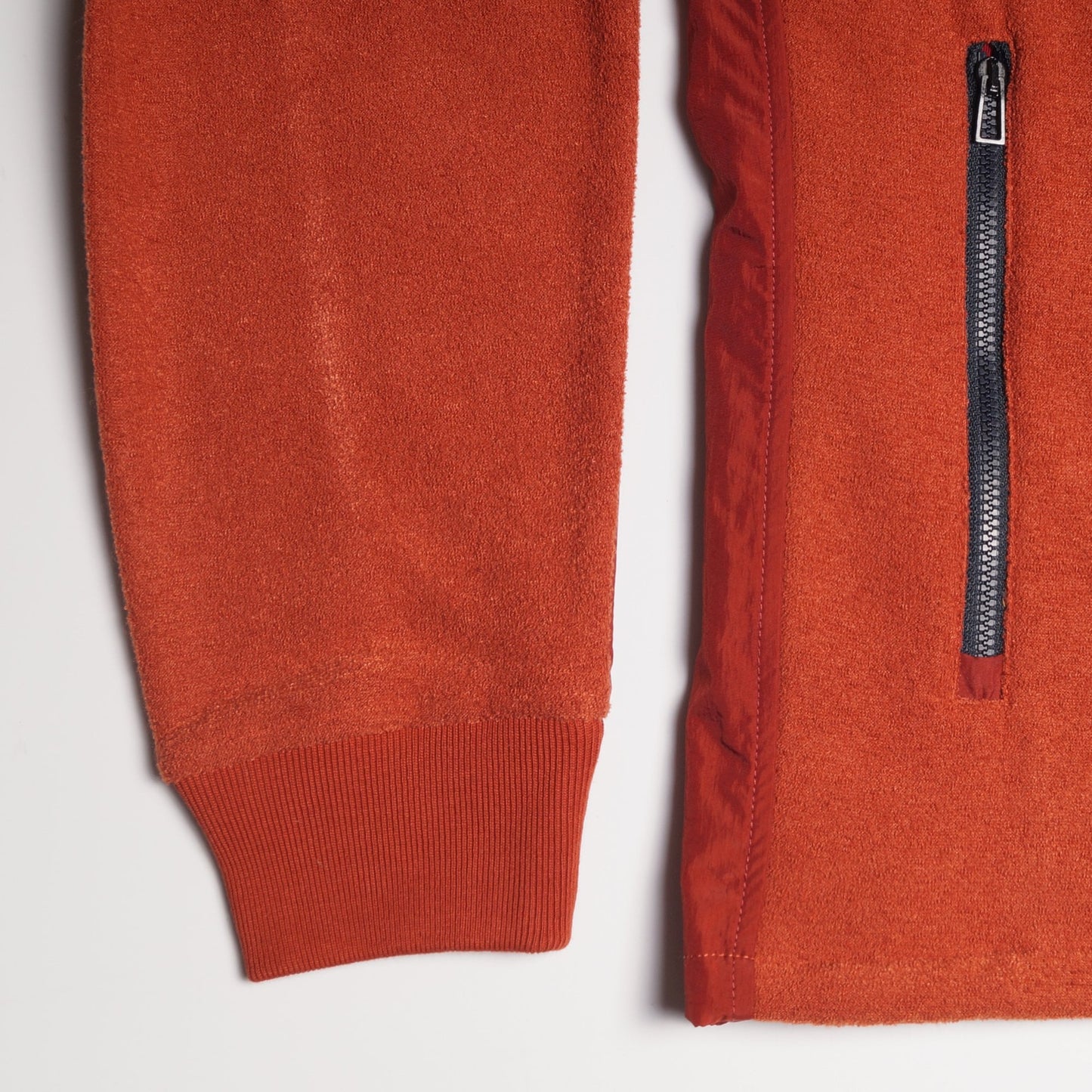 - Fleece Zip-Through Sweater - Burnt Orange