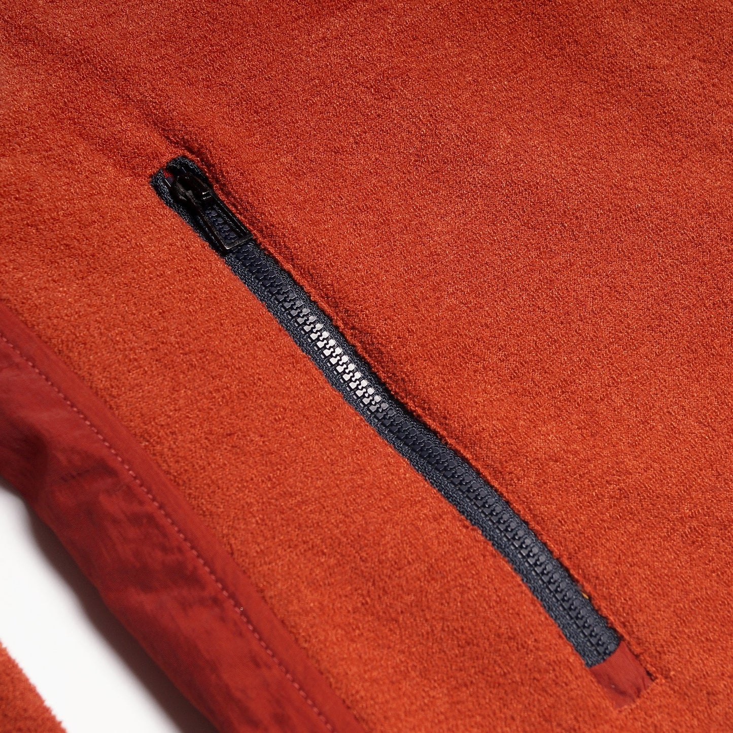 - Fleece Zip-Through Sweater - Burnt Orange