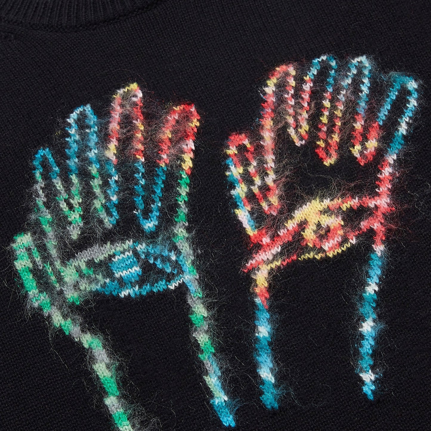 Merino-Cotton 'Space-Dye Hands' Sweater - Black