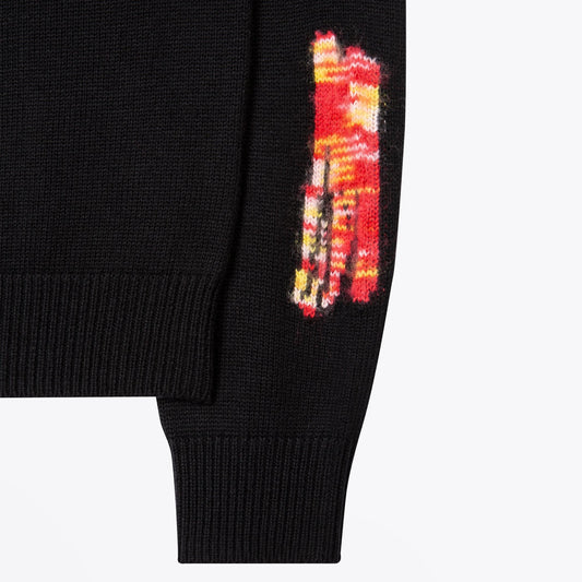 Merino-Cotton 'Space-Dye Hands' Sweater - Black