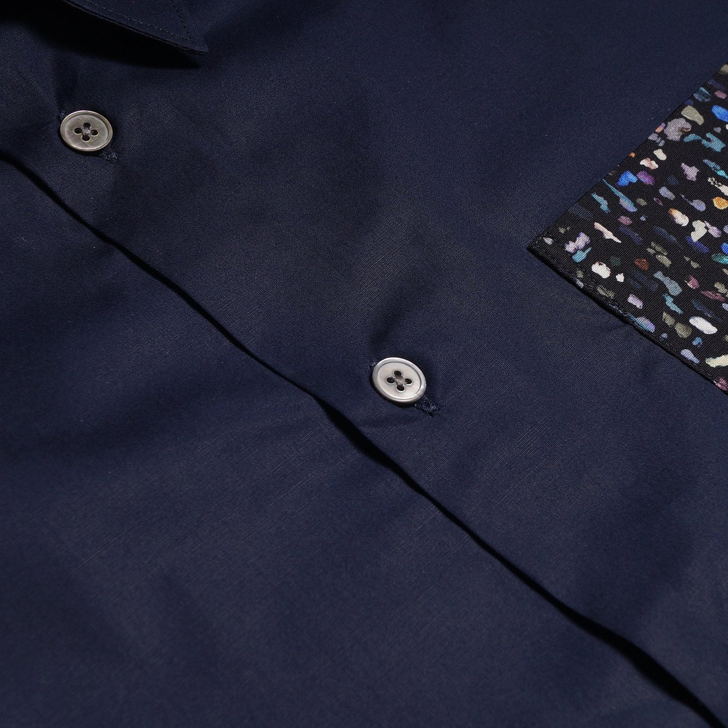 - Tailored Patch Pocket Shirt - Navy Blue