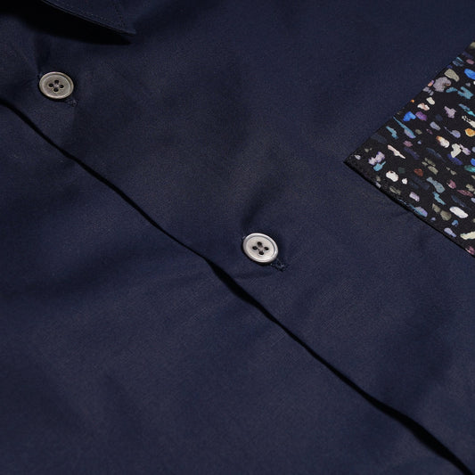 - Tailored Patch Pocket Shirt - Navy Blue