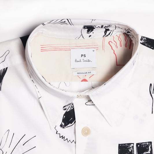 - Organic Cotton Graphic Print Shirt - White