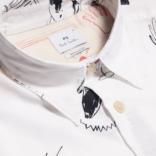 - Organic Cotton Graphic Print Shirt - White