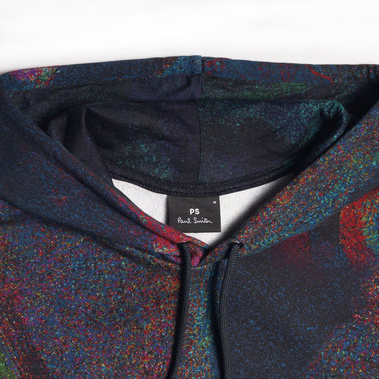 - Oil-Slick Print Hoodie - Multi/Navy