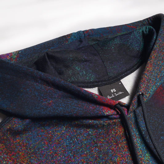 - Oil-Slick Print Hoodie - Multi/Navy