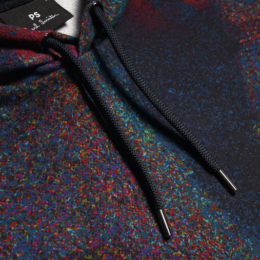 - Oil-Slick Print Hoodie - Multi/Navy