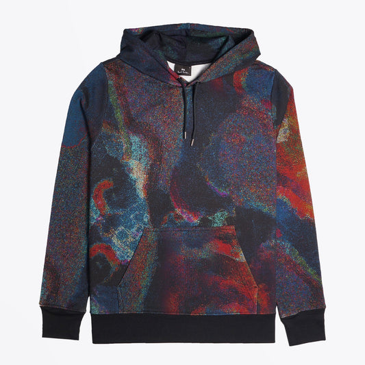- Oil-Slick Print Hoodie - Multi/Navy