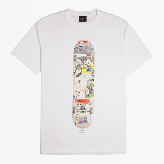 - Slim-Fit 'Skateboard' Print T-Shirt - White