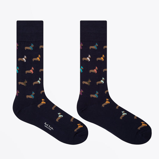- 'Winter Dachshund' Socks - Navy