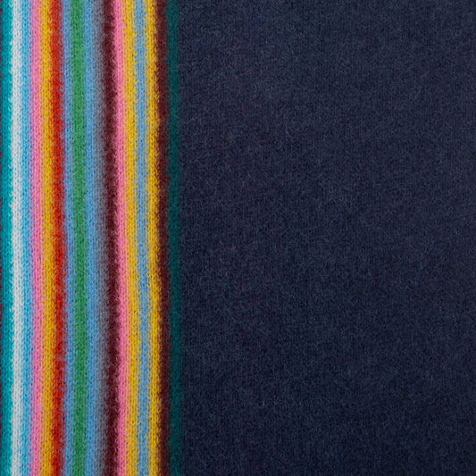 - Reversible Ombre Stripe Wool Scarf - Navy