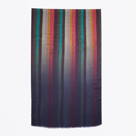 - Wool Gradient Stripe Scarf - Multi/Blue