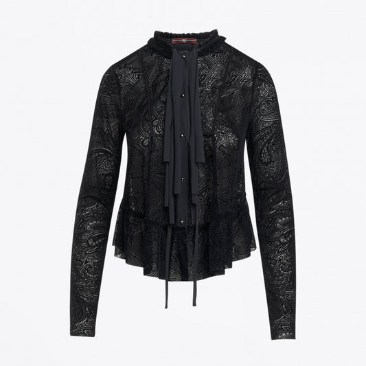 - Anywise - Paisley Cardigan Jacket - Black