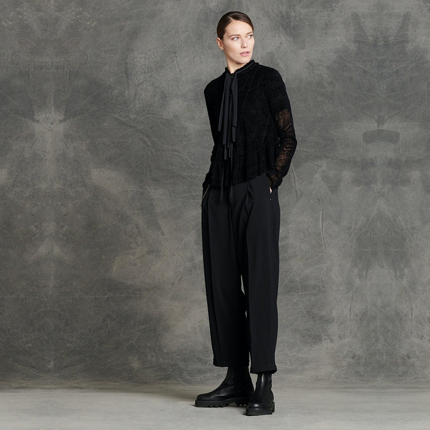 - Anywise - Paisley Cardigan Jacket - Black