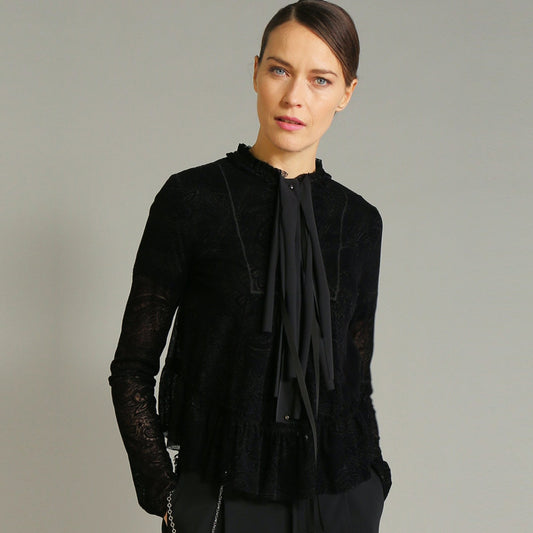 - Anywise - Paisley Cardigan Jacket - Black