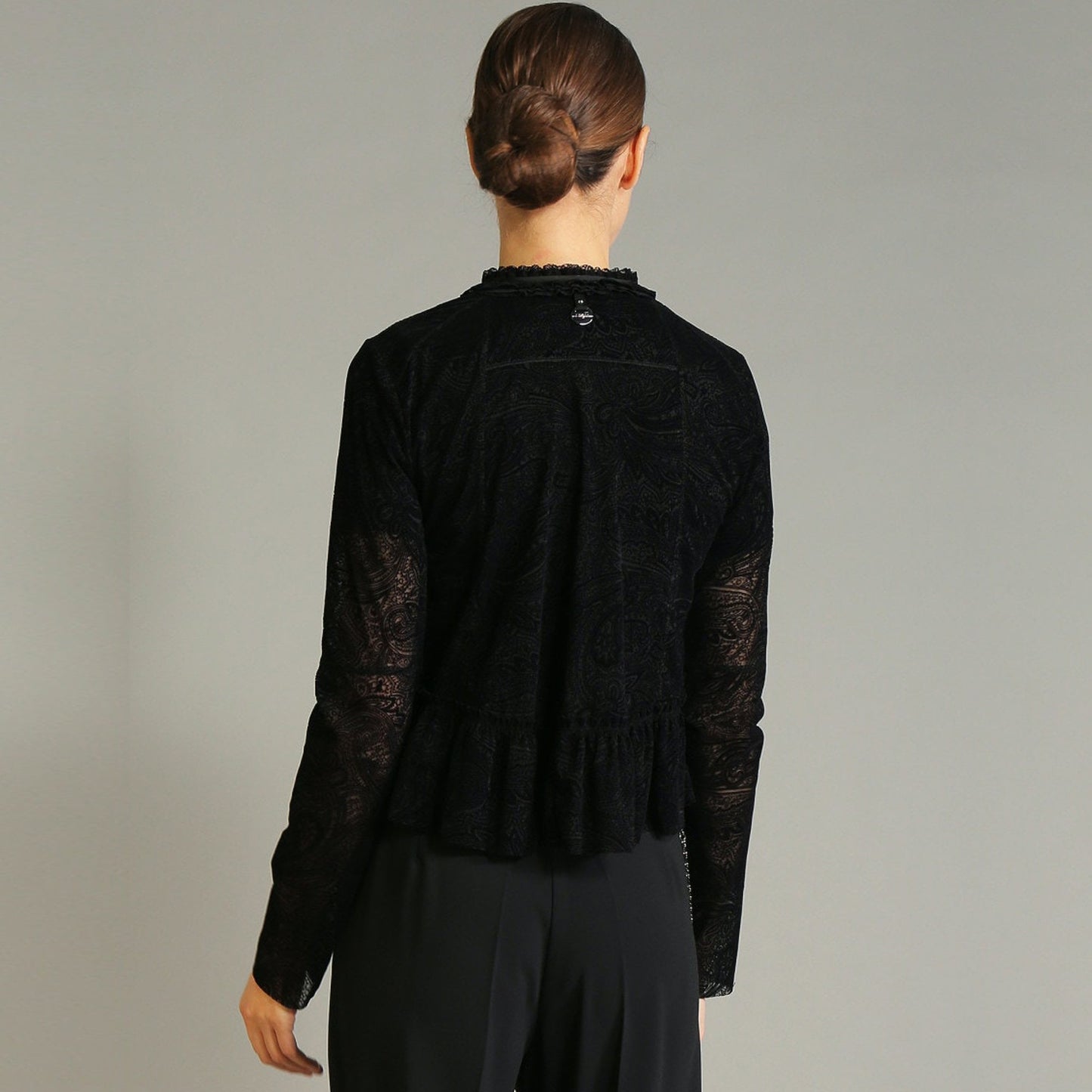 - Anywise - Paisley Cardigan Jacket - Black