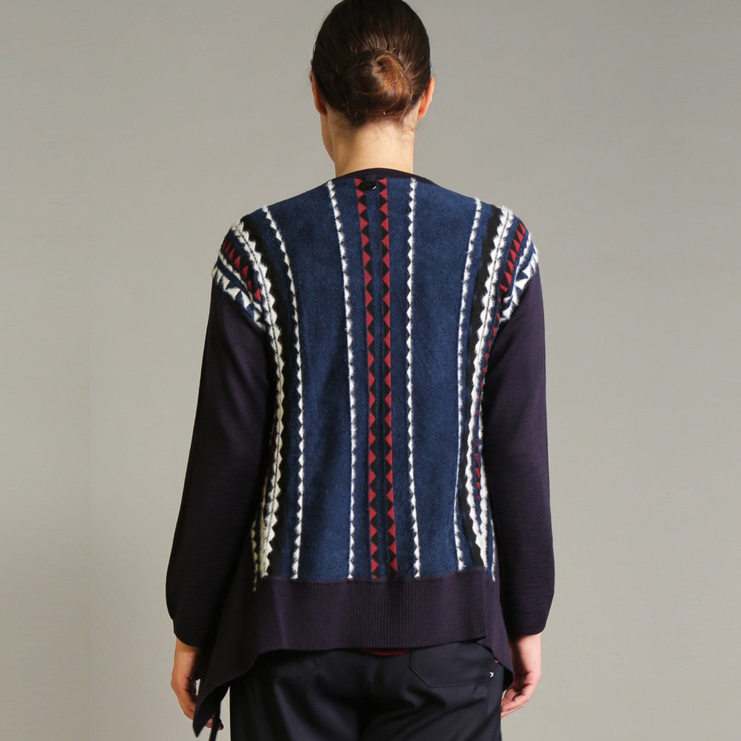 Impressive - Aztec Tie-Front Cardigan - Navy