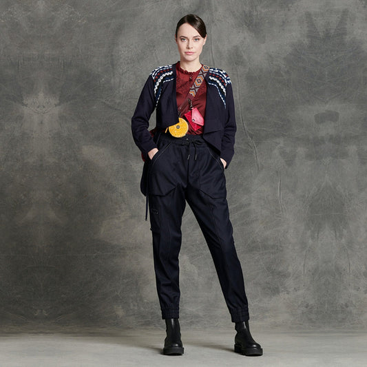 Impressive - Aztec Tie-Front Cardigan - Navy