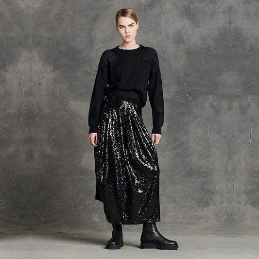 Maquette - Long Sequin Skirt - Black