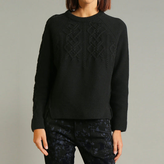 - Wind Up - Cable Knit Sweater - Black