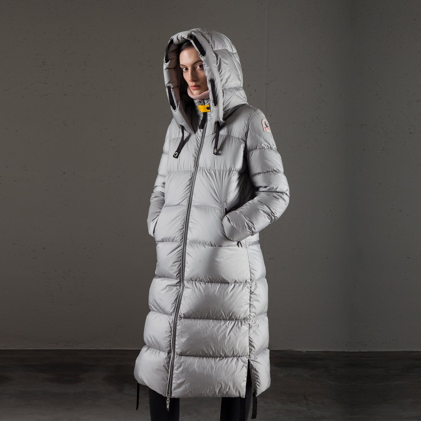 - Panda - Longline Parka Puffer Coat - Blue/Grey