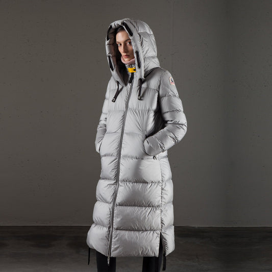- Panda - Longline Parka Puffer Coat - Blue/Grey