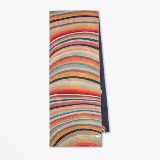 - Swirl Logo Wool-Cashmere Scarf - Navy/Multi