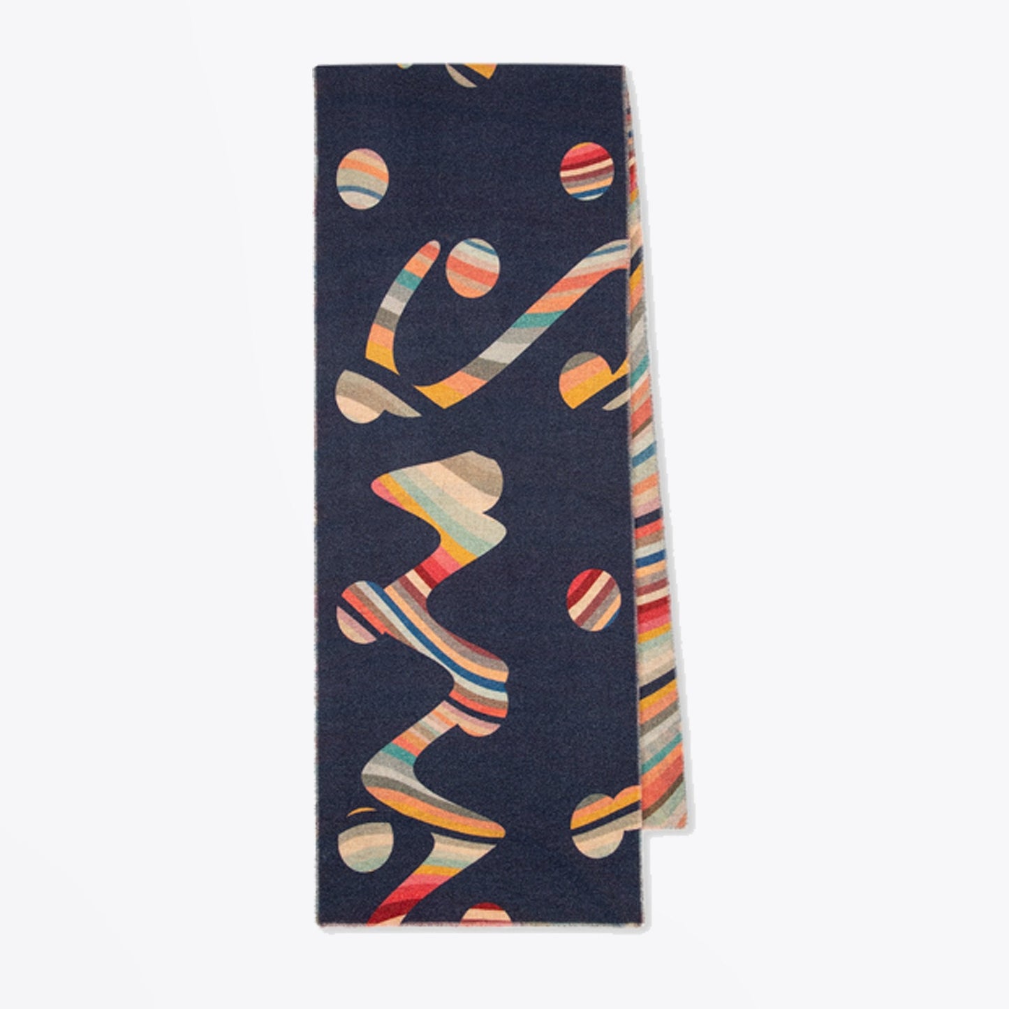 - Swirl Logo Wool-Cashmere Scarf - Navy/Multi