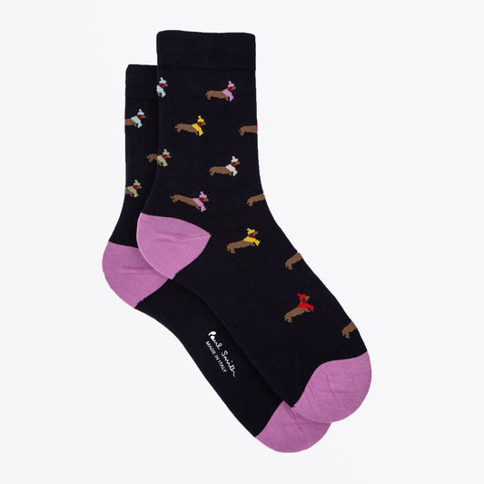 - 'Winter Dachshund' Socks - Navy