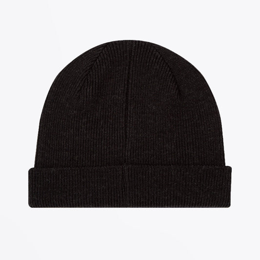 - 'Zebra' Logo Ribbed Beanie Hat - Black