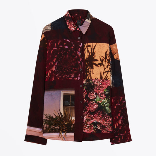 - Photo Print Shirt - Burgundy/Multi