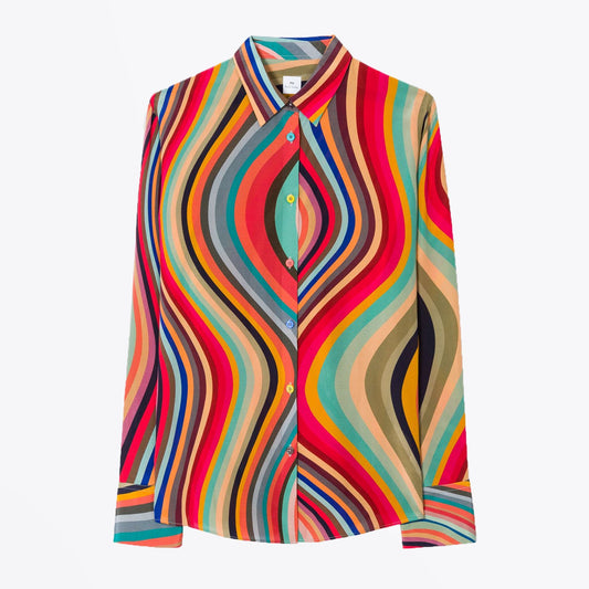 - 'Swirl' Print Silk Shirt - Multi