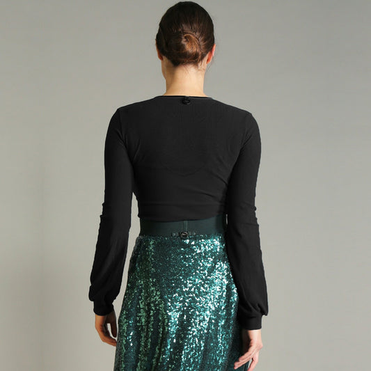 - Attain - Self-Pattern Knit Sweater - Black