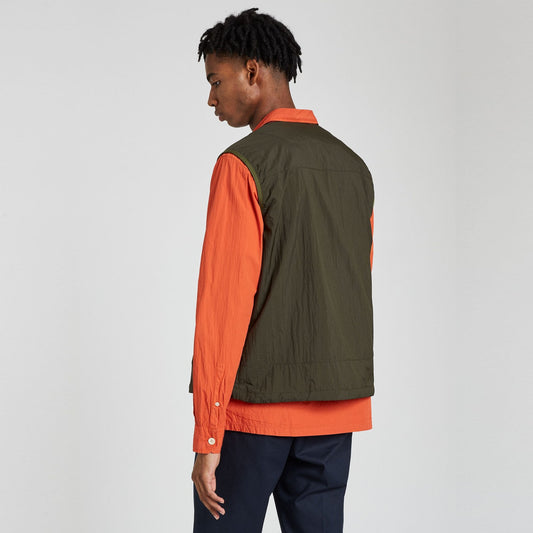 - Zip-Up Nylon Gilet - Green