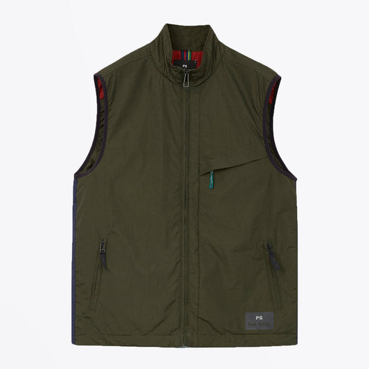 - Zip-Up Nylon Gilet - Green