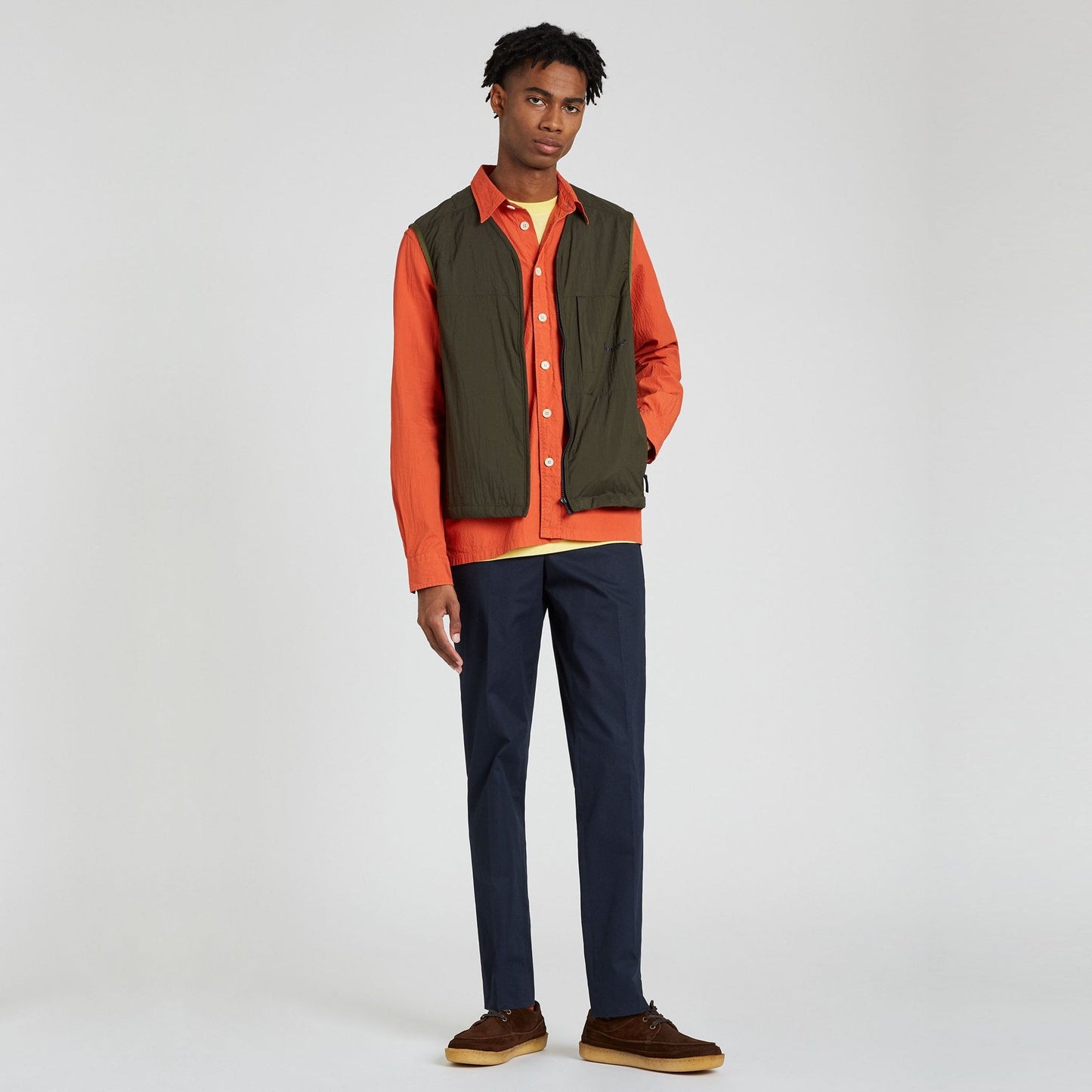 - Zip-Up Nylon Gilet - Green