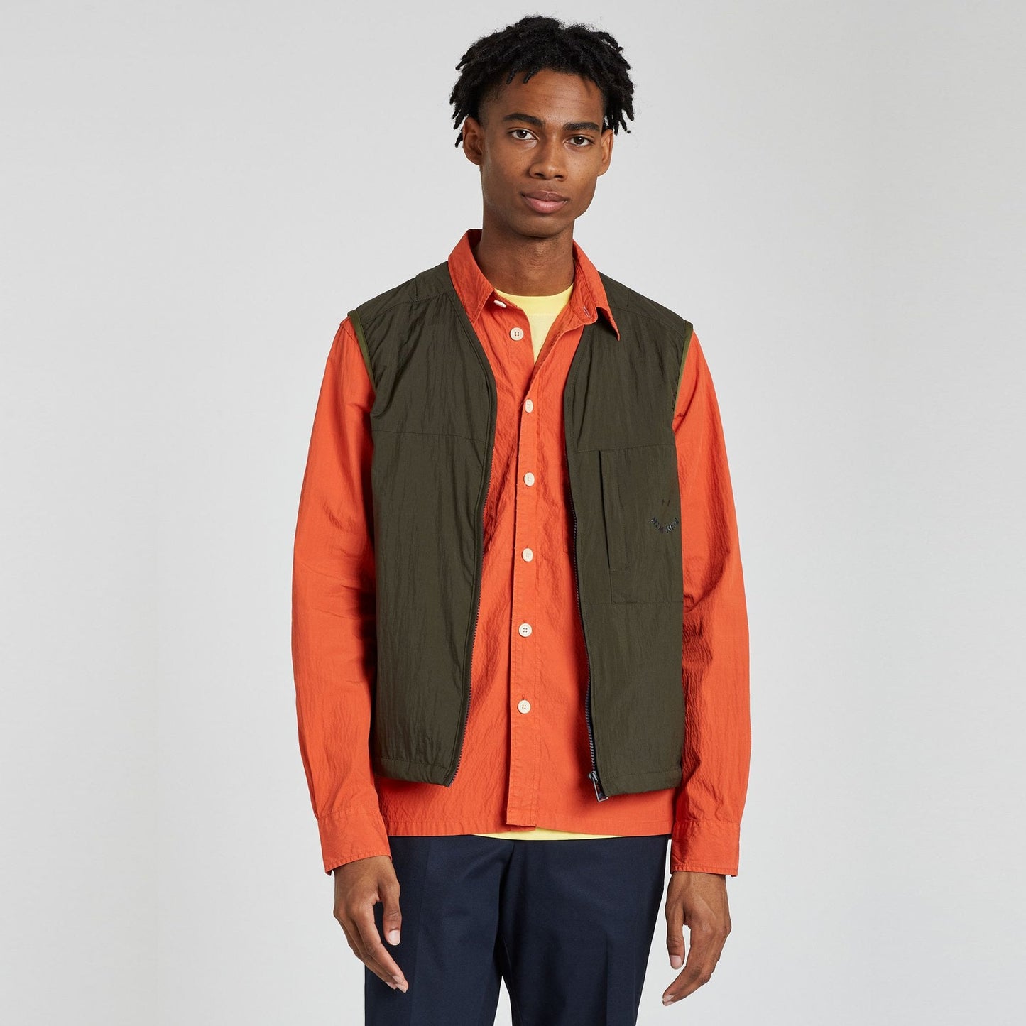 - Zip-Up Nylon Gilet - Green