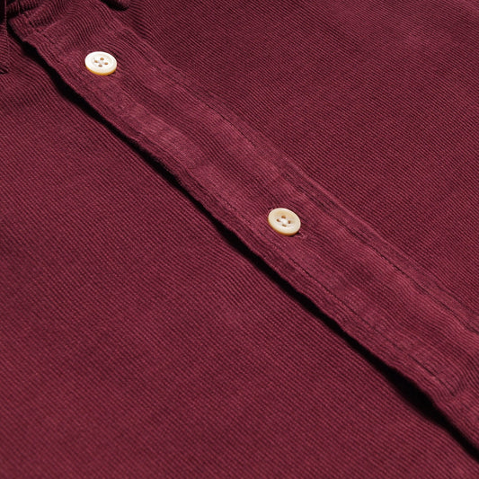 - Tailored-Fit Corduroy Shirt - Burgundy