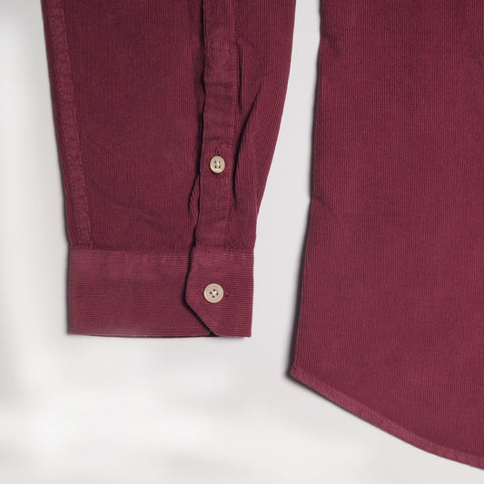 - Tailored-Fit Corduroy Shirt - Burgundy