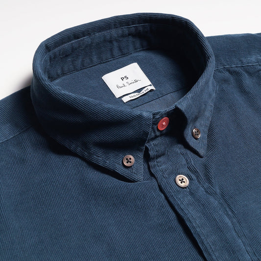- Tailored-Fit Corduroy Shirt - Blue