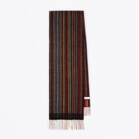 - 'Signature Stripe' Herringbone Wool-Cashmere Scarf