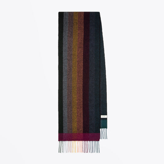 - 'Artist Stripe' Herringbone Wool-Cashmere Scarf