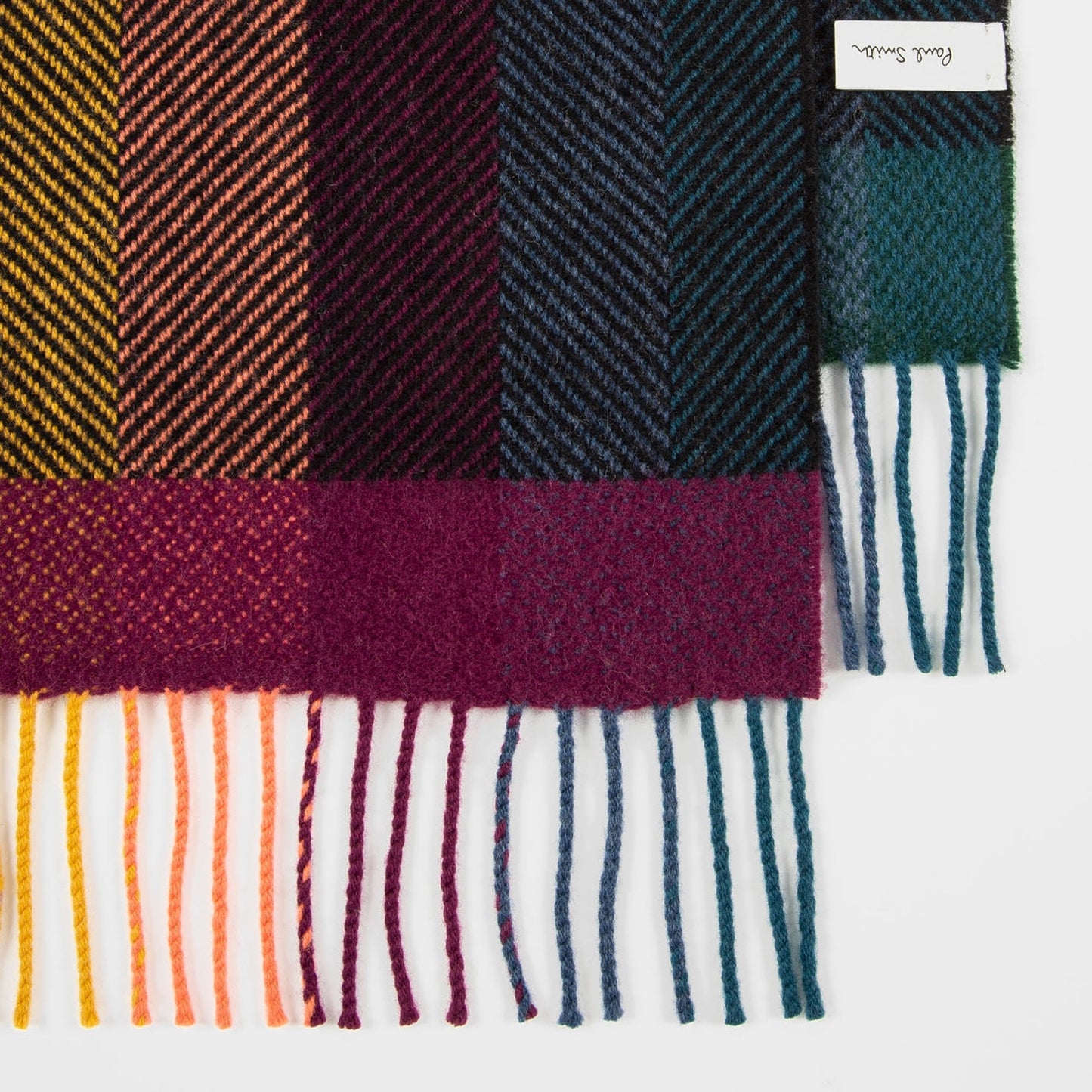 - 'Artist Stripe' Herringbone Wool-Cashmere Scarf