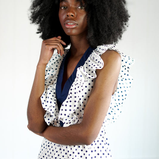 - Avaleen BP Polka Dot Dress - White